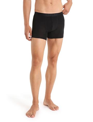 Black Men's Icebreaker Cool-Lite™ Merino Anatomica Boxers Underwear | USA 1321XYUF